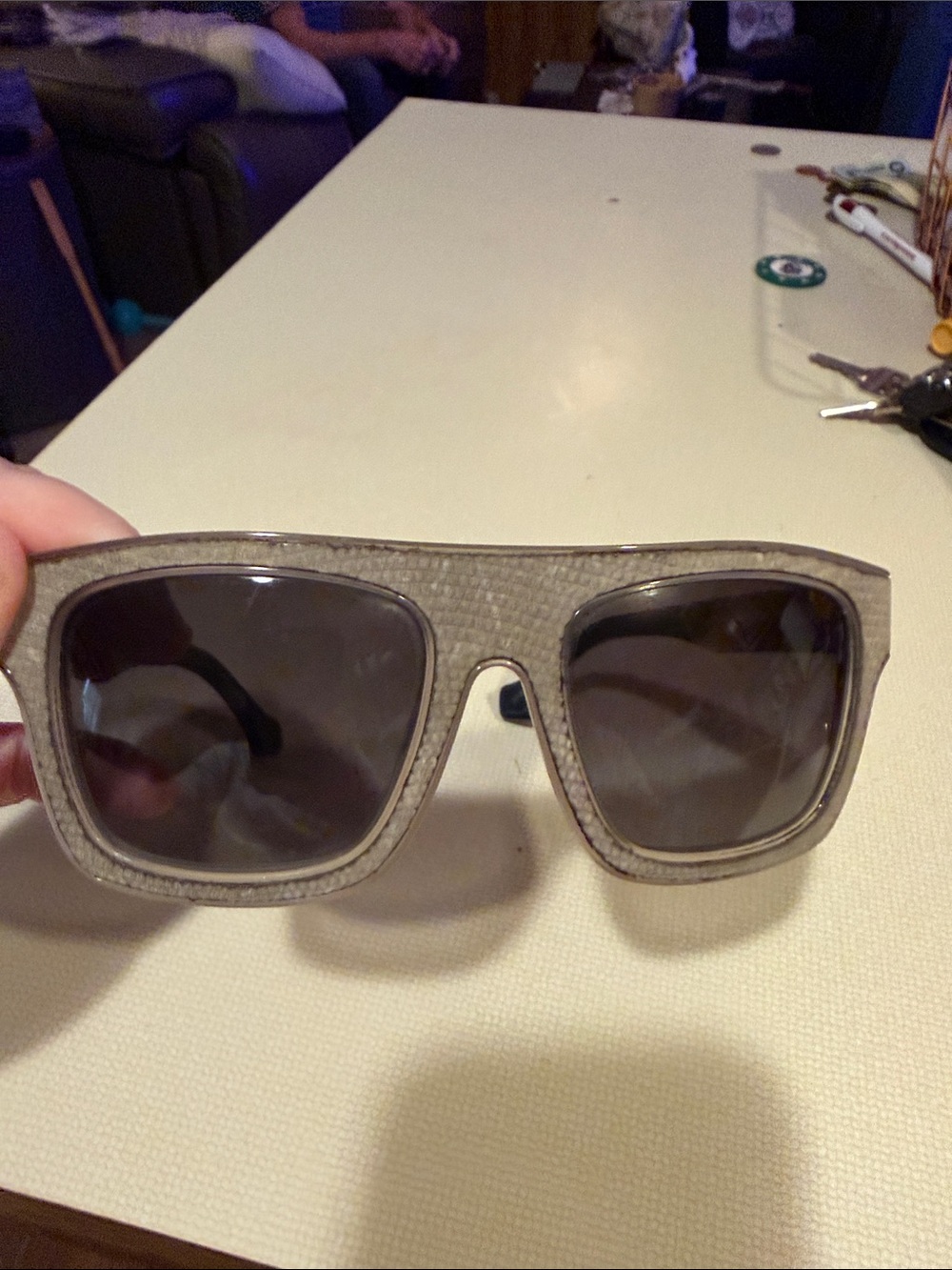 Balenciaga Gray Textured Square Sunglasses